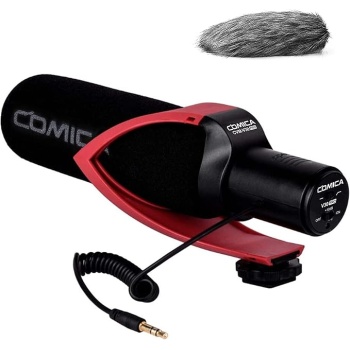 COMICA Camera Microphone CVM-V30 PRO Shotgun Video Microphone with 3.5mm Interface,Interview VideoMic for Canon Nikon Sony Panasonic Fuji Olympus DSLR Camcorder for YouTube Vlogging Facebook(RED)