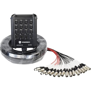PRORECK 12-Channel Low Profile XLR Send Circuit Board Snake Cables, XLR Splitter Cable for Live, Recording, Stage, Studio, 50 Feet Long (PR-12 * 4 * 50)