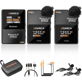 COMICA BoomX-D2 PRO Wireless Lavalier Microphone for iPhone Android Camera PC, Lapel Mic with 16GB Storage, Safety Audio Track, Noise Cancellation, Lav Mic for YouTube TikTok Video Recording