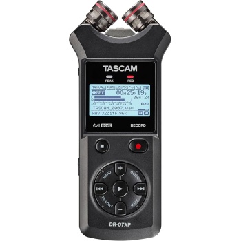 Tascam DR-07XP 32-Bit Float Portable Handheld Field Recorder and USB-C Audio Interface — With Adjustable Mics for Digital Stereo Recording of Music, Sound, Voice, Audio for Video and Podcasting