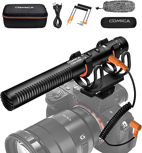 COMICA VM20 Shotgun Microphone, Super-Cardioid Camera Microphone with Rycote Shockmount, Windscreen, Wind Muff, OLED Power Display, Video Mic for Smartphones, DSLR Cameras, Camcorders, Laptops