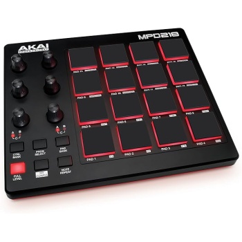 Akai Professional MPD218 - USB MIDI Controller with 16 MPC Drum Pads, 6 Assignable Knobs, Note Repeat and Full Level Buttons and Production Software