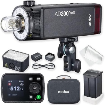 GODOX AD200 Pro II GODOX AD200Pro II AD200ProII, 200Ws TTL Pocket Flash with Improved Heat Dissipation, Color Screen, Bi-Color Modeling Light, 1/1 to 1/512 Wider Output, 500 Full Power Flashes