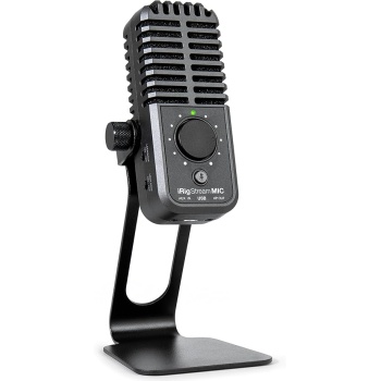 IK Multimedia iRig Stream Mic USB Condenser Microphone with Integrated Audio Interface -Podcast, Gaming for pc, Streaming Plus Audio Mixer