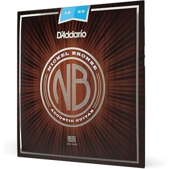 D'Addario Guitar Strings - Acoustic Guitar Strings - Nickel Bronze - For 6 String Guitar - Natural, Clear, & Focused Tone - NB1253 - Light, 12-53