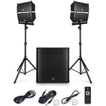 PRORECK Club 4000 18-inch 4000W P.M.P.O Stereo DJ/Powered PA Speaker System Combo Set Line Array Speaker and 18 inch Active Subwoofer with Bluetooth/USB/SD Card/Remote Control