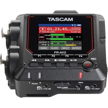 Tascam FR-AV2 Compact 32-Bit Float Field Recorder and Timecode Generator with Dual XLR/TRS Inputs and No-Clip Audio Recording for Videographers