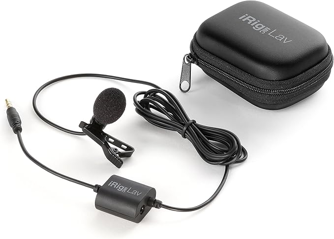 IK Multimedia iRig Mic Lav Lapel Microphone, omnidirectional Condenser lavalier Microphone with 1/8" TRRS Jack, Headphone Out and Daisy-Chaining for iPhone, iPad, Android, Mac, PC