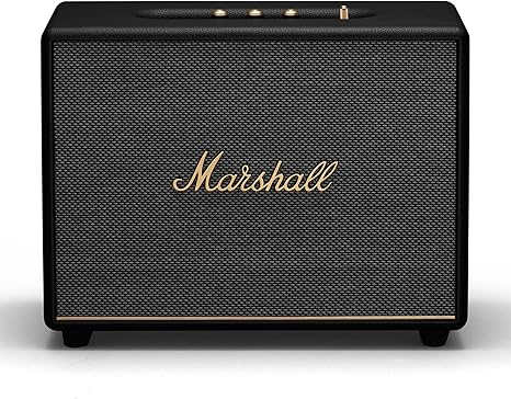 Marshall Woburn III Bluetooth Home Speaker - Loud Stereo Sound with Bass and Treble Controls | Plug-in Powered | Record Player Compatible | HDMI, RCA, 3.5 mm Aux Inputs - Black
