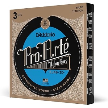 D'Addario EJ46-3D Pro-Arte Nylon Classical Guitar Strings, Hard Tension, 3 Sets