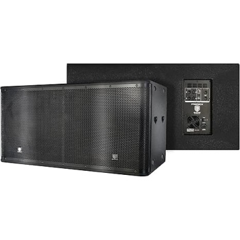 PRORECK SP-218X Active Powered PA DJ Subwoofer Cabinet Dual 18 inch 5000W P.M.P.O with Class-D Amplifier,3 DSP Presets-Monitor, 3" Voice Coil Bass Reinforcement, Black, for Wedding, Party, Concert
